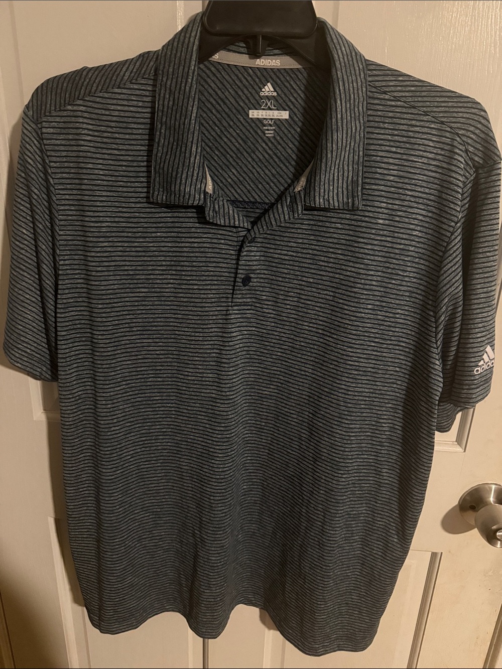 adidas Men’s Striped Polo – Black and Gray